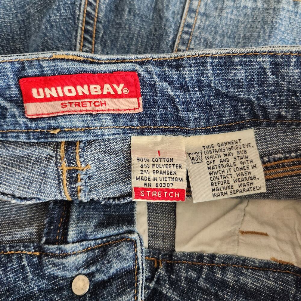 Vintage Y2K Union Bay Medium Wash Low Rise Denim Shorts Stretch Skater 0 - Picture 3 of 6